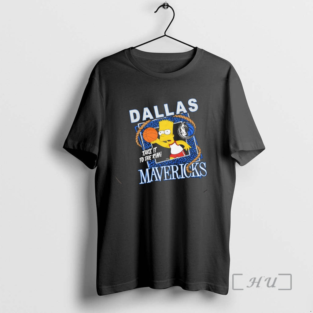Trending Bart Simpson X Dallas Mavericks Take Rim - Adult & Kids T-Shirts, Sweatshirts & Hoodies apparel design preview 1