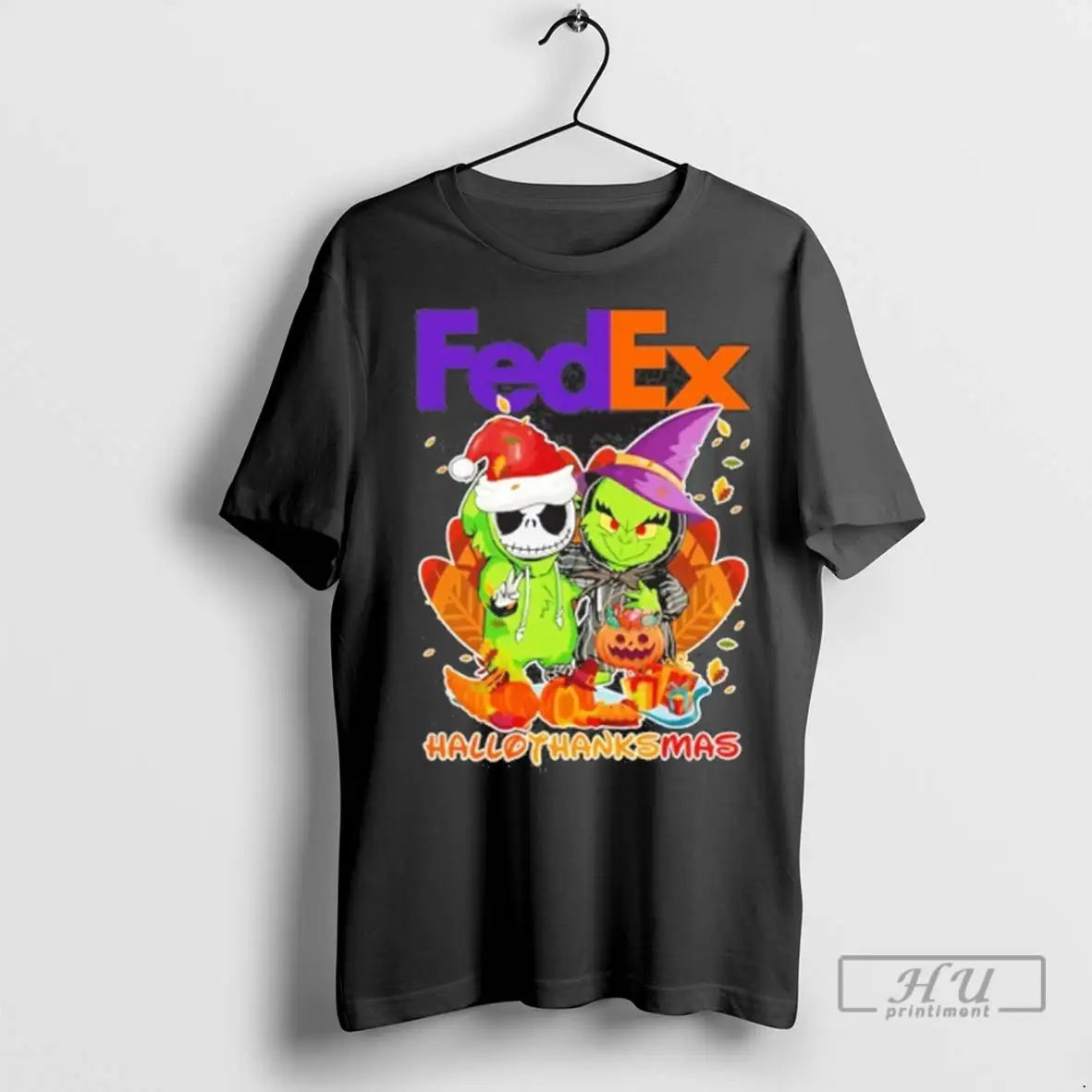 Trending The Grinch And Santa Jack Fedex Logo - Adult & Kids T-Shirts, Sweatshirts & Hoodies apparel design preview 1