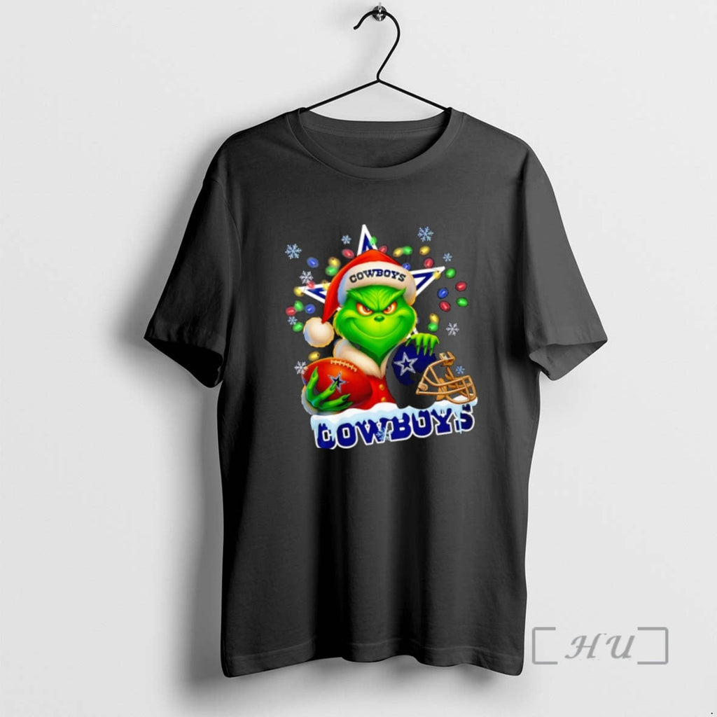 Trending Grinch Love Dallas Cowboys Football Lights - Adult & Kids T-Shirts, Sweatshirts & Hoodies apparel design preview 1