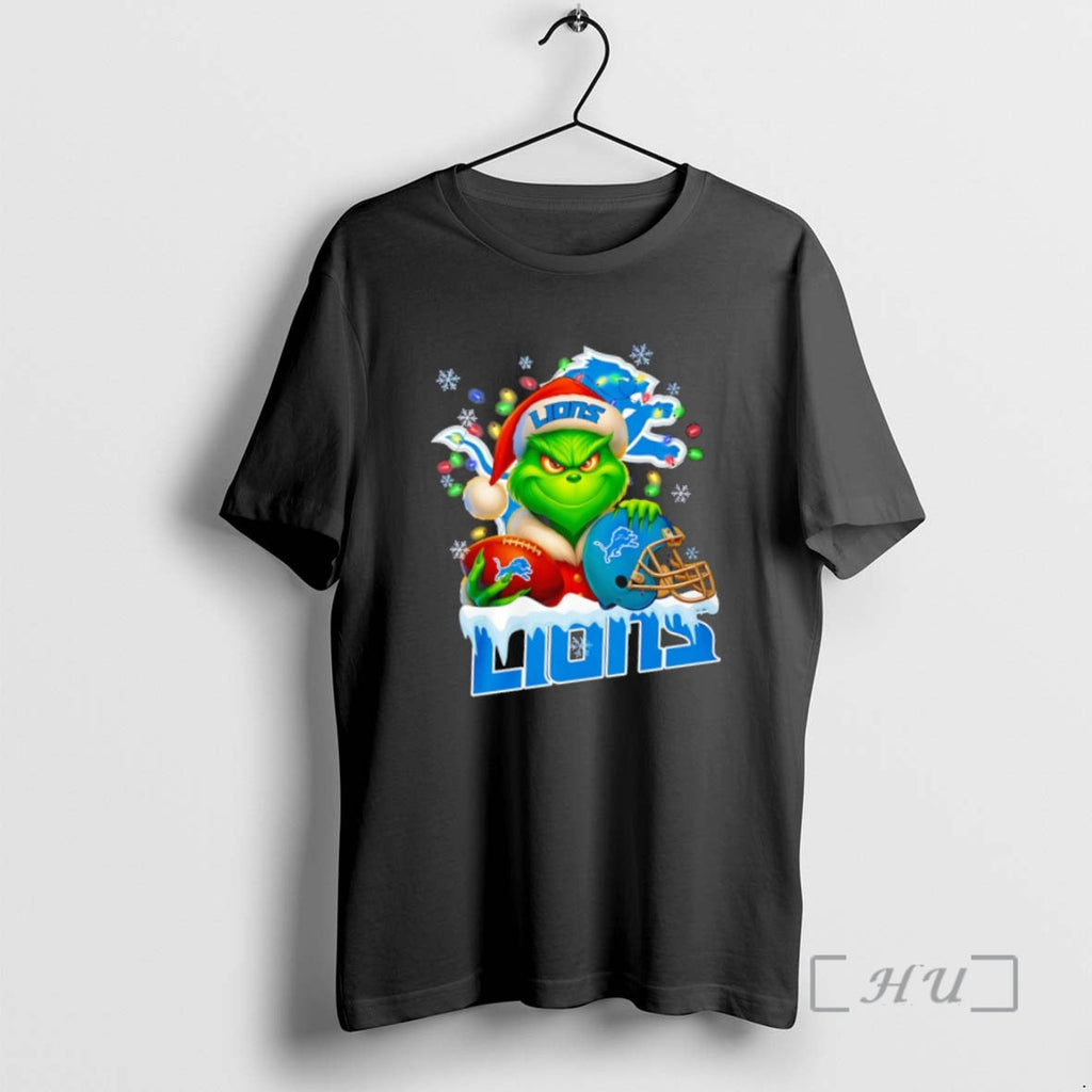 Trending Grinch Love Detroit Lions Football Lights 25 - Adult & Kids T-Shirts, Sweatshirts & Hoodies apparel design preview 1