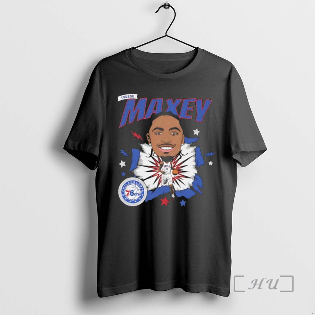 Trending Tyrese Maxey Philadelphia 76ers Basketball - Adult & Kids T-Shirts, Sweatshirts & Hoodies apparel design preview 1