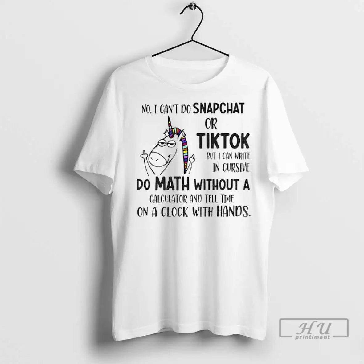Trending Unicorn Middle Finger No I Cant Do Snapchat - Adult & Kids T-Shirts, Sweatshirts & Hoodies apparel design preview 1