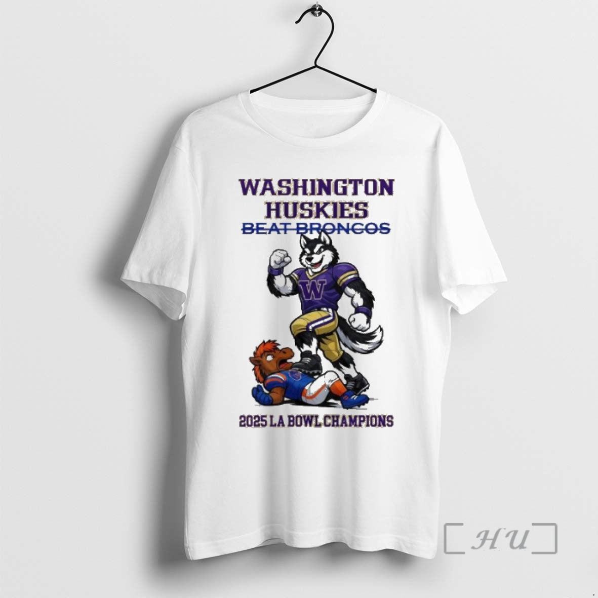 Trending Washington Huskies Beat Broncos Ncaa 2025 La - Adult & Kids T-Shirts, Sweatshirts & Hoodies apparel design preview 1
