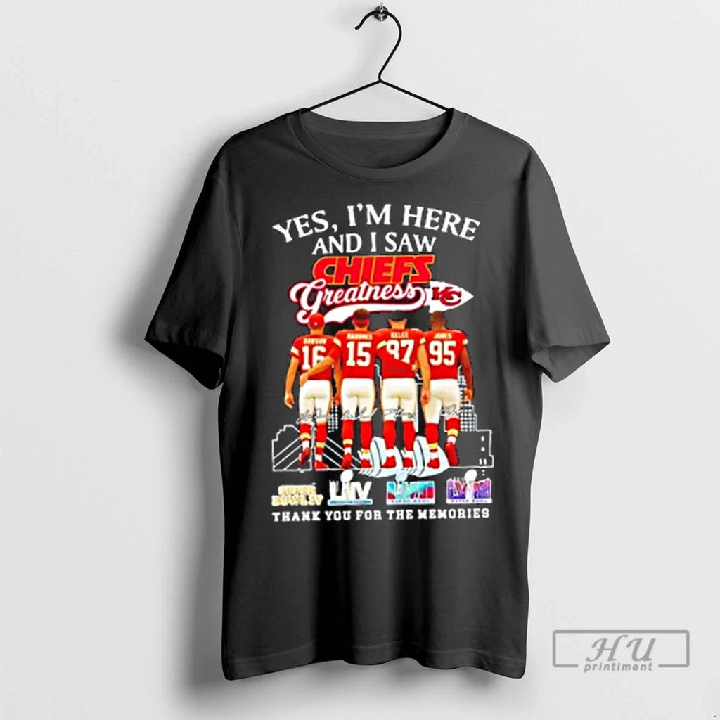Trending Yes Im Here And I Saw Kansas City Chiefs - Adult & Kids T-Shirts, Sweatshirts & Hoodies apparel design preview 1