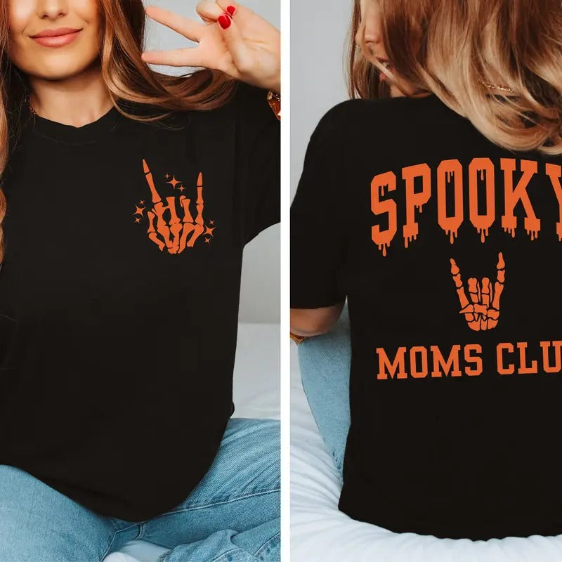 'Spooky Moms Club' Halloween Retro Inspired Fall - Adult & Kids T-Shirts, Sweatshirts & Hoodies apparel design preview 1