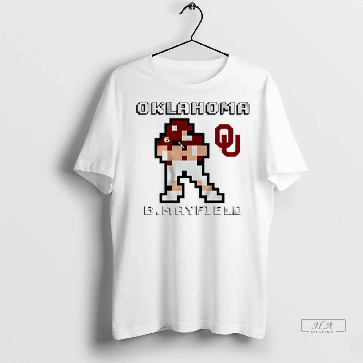 Trendy Baker Mayfield Oklahoma Sooners Retro Baller - Adult & Kids T-Shirts, Sweatshirts & Hoodies apparel design preview 1