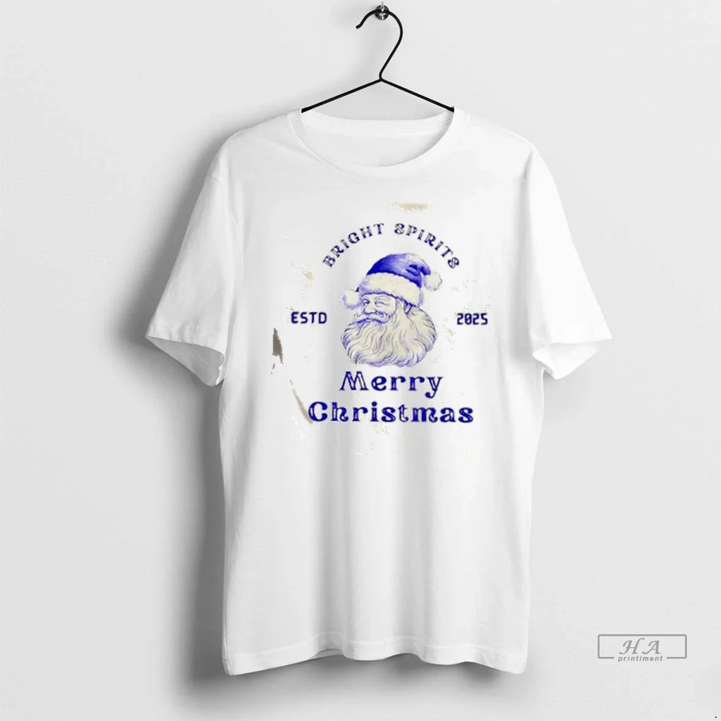 Trendy Bright Spirits Merry Christmas Estd 2025 - Adult & Kids T-Shirts, Sweatshirts & Hoodies apparel design preview 1