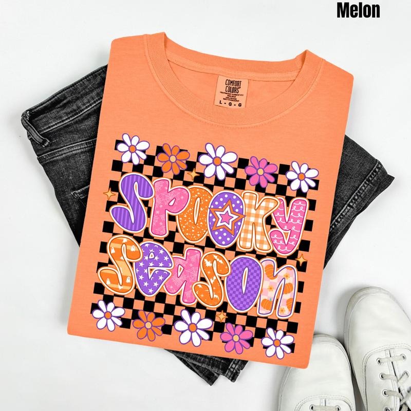 Checker Spooky Season Comfort Colors 'NLB' - Adult & Kids T-Shirts, Sweatshirts & Hoodies apparel design preview 1