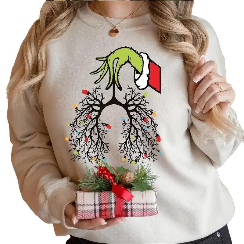 Gr1nch Nurse Take Care Lighting Lungs Lung Gr1nchmas - Adult & Kids T-Shirts, Sweatshirts & Hoodies apparel design preview 1
