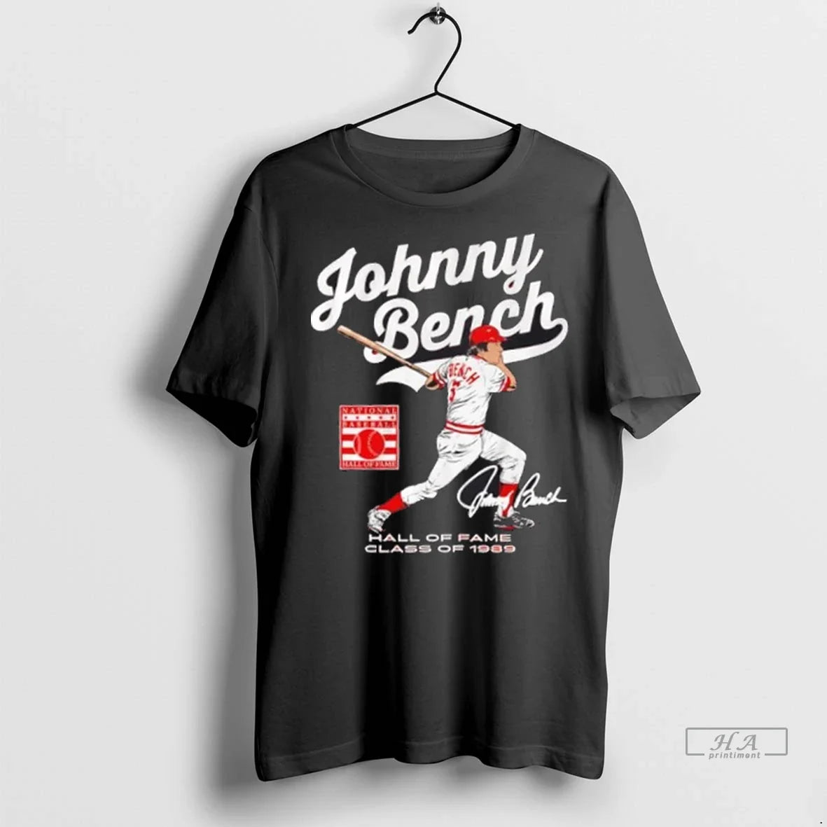 Trendy Cincinnati Reds Johnny Bench National Baseball - Adult & Kids T-Shirts, Sweatshirts & Hoodies apparel design preview 1