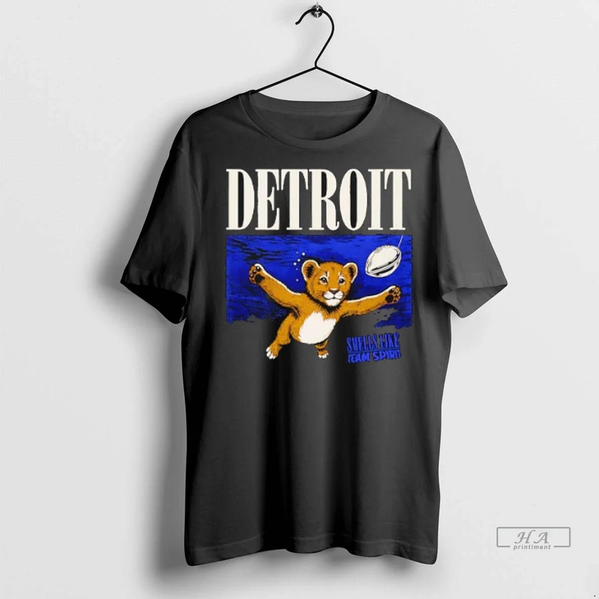 Trendy Detroit Football Smells Like Team Spirit - Adult & Kids T-Shirts, Sweatshirts & Hoodies apparel design preview 1