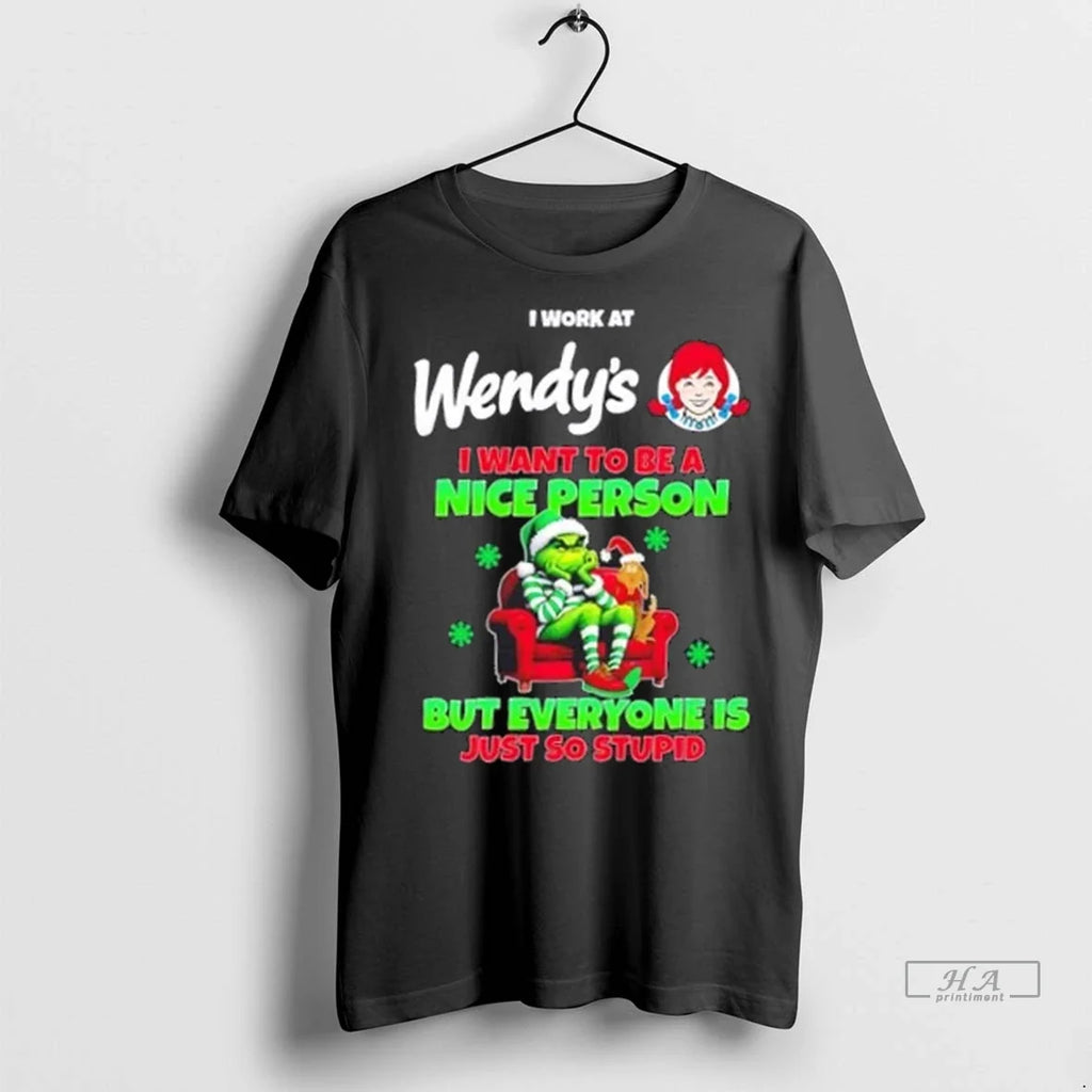 Trendy Grinch I Work At Wendys Want To Be A Nice - Adult & Kids T-Shirts, Sweatshirts & Hoodies apparel design preview 1