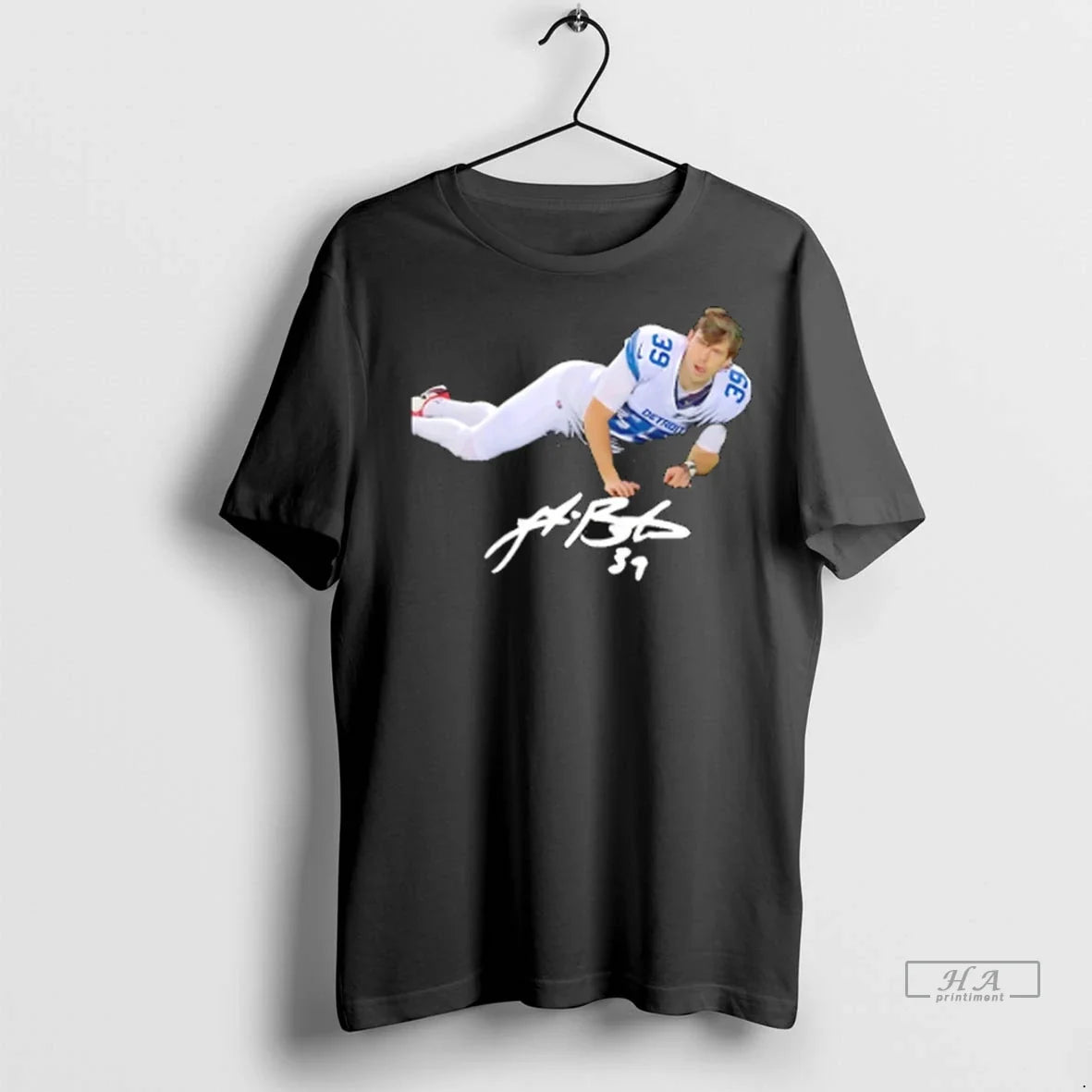 Trendy Jake Bates Detroit Lions Retro Signature - Adult & Kids T-Shirts, Sweatshirts & Hoodies apparel design preview 1