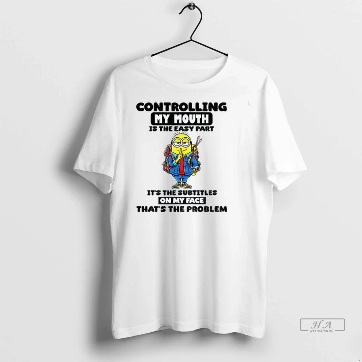 Trendy Minion Controlling My Mouth Is The Easy Part - Adult & Kids T-Shirts, Sweatshirts & Hoodies apparel design preview 1