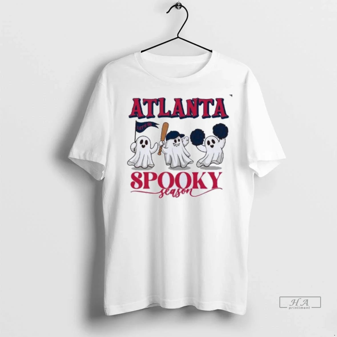Trendy Officials Atlanta Braves Ghost Baseball Spooky - Adult & Kids T-Shirts, Sweatshirts & Hoodies apparel design preview 1