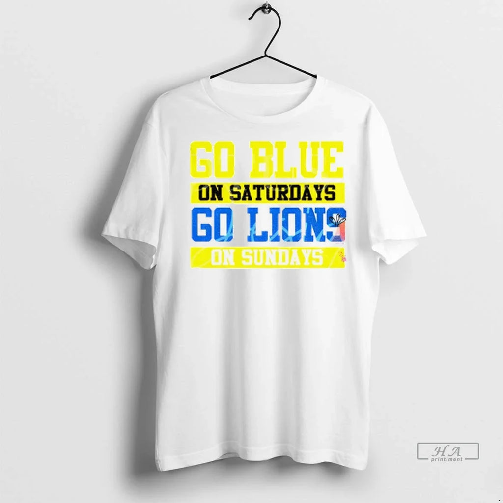 Trendy Officials Detroit Lions Go Blue On Saturdays - Adult & Kids T-Shirts, Sweatshirts & Hoodies apparel design preview 1