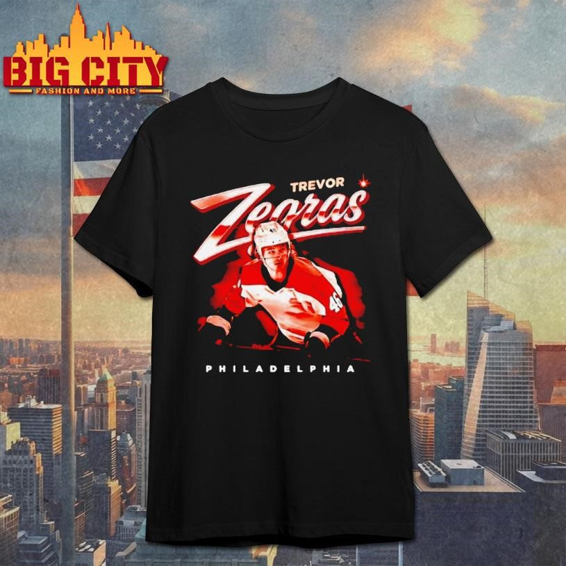 Trevor Zegras Philadelphia Flyers Player Bitmap Retro - Adult & Kids T-Shirts, Sweatshirts & Hoodies apparel design preview 1