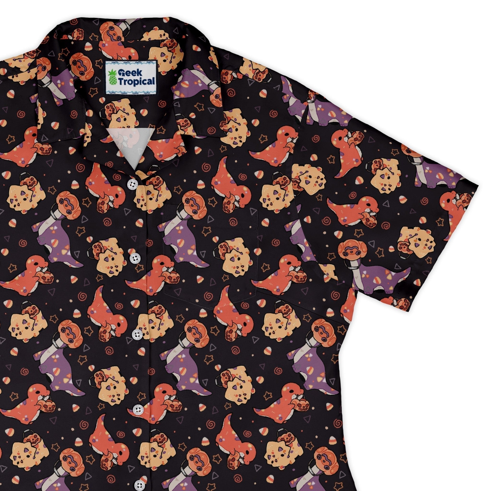 Trick or Treat Dinos Curvy Button Up - Adult & Kids T-Shirts, Sweatshirts & Hoodies apparel design preview 1