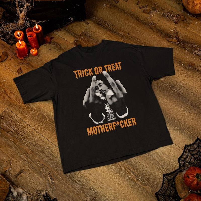 Trick Treat Toopac Funny Halloween Rapper - Adult & Kids T-Shirts, Sweatshirts & Hoodies apparel design preview 1