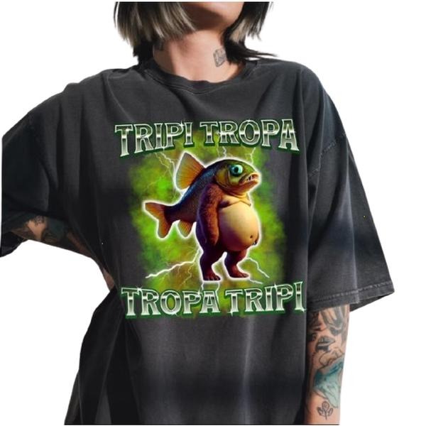 Tripi Tropa Funny Italian Brainrot Fishing Meme - Adult & Kids T-Shirts, Sweatshirts & Hoodies apparel design preview 1