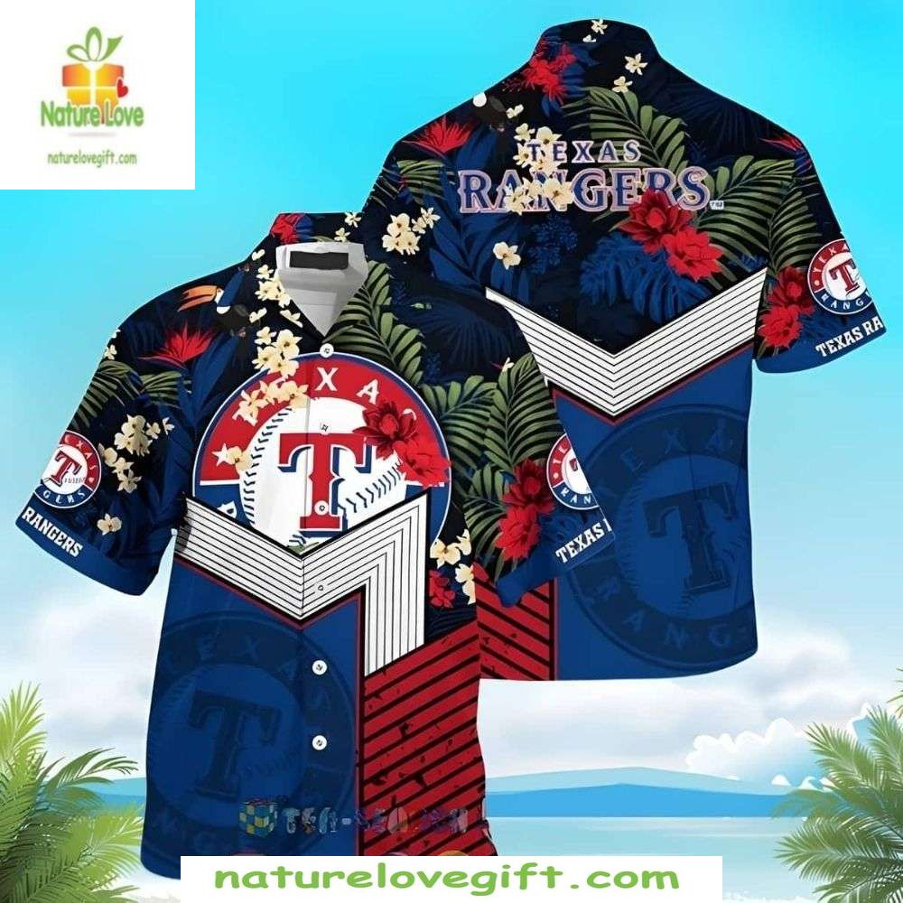 MLB Texas Rangers Hawaiian Tropical Flower Baseball - Adult & Kids T-Shirts, Sweatshirts & Hoodies apparel design preview 1
