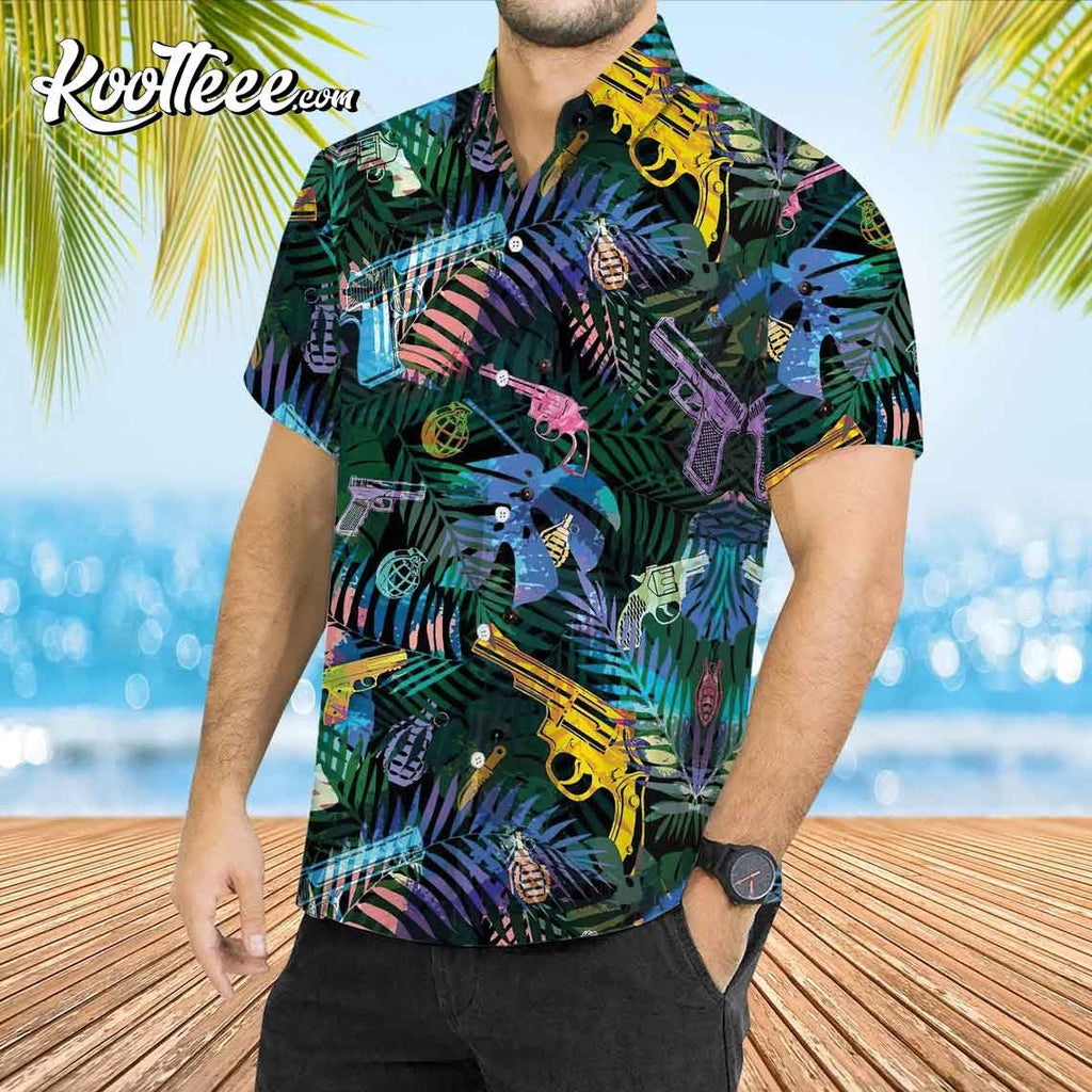 Tropical Gun Lover Gift Hawaiian - Adult & Kids T-Shirts, Sweatshirts & Hoodies apparel design preview 1