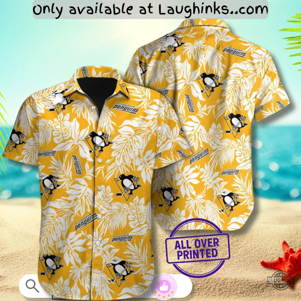 Tropical Leaves Aloha Pittsburgh Penguins Hawaiian - Adult & Kids T-Shirts, Sweatshirts & Hoodies apparel design preview 1