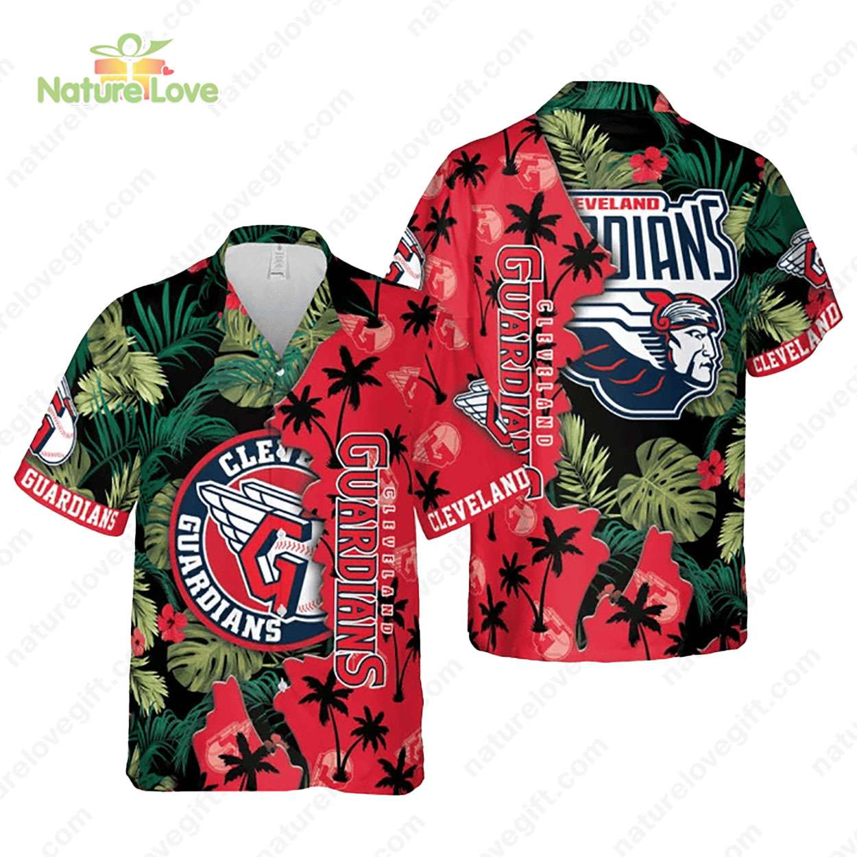 Cleveland Guardians Tropical Leaves Beach Palms MLB - Adult & Kids T-Shirts, Sweatshirts & Hoodies apparel design preview 1