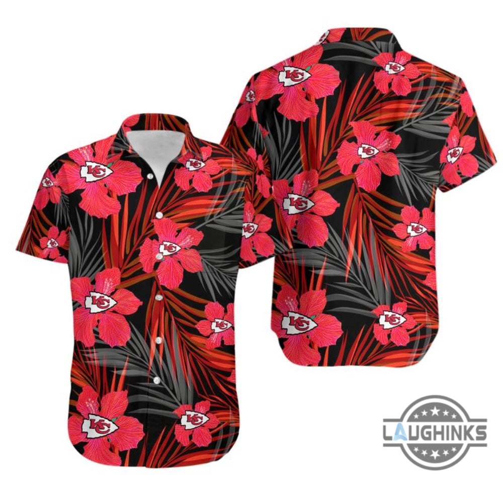 Tropical Red Kansas City Chiefs Hawaiian And Shorts - Adult & Kids T-Shirts, Sweatshirts & Hoodies apparel design preview 1