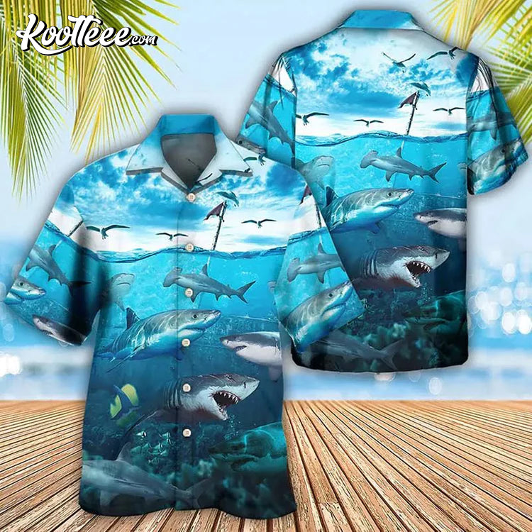 Tropical Shark Ocean Hawaiian - Adult & Kids T-Shirts, Sweatshirts & Hoodies apparel design preview 1