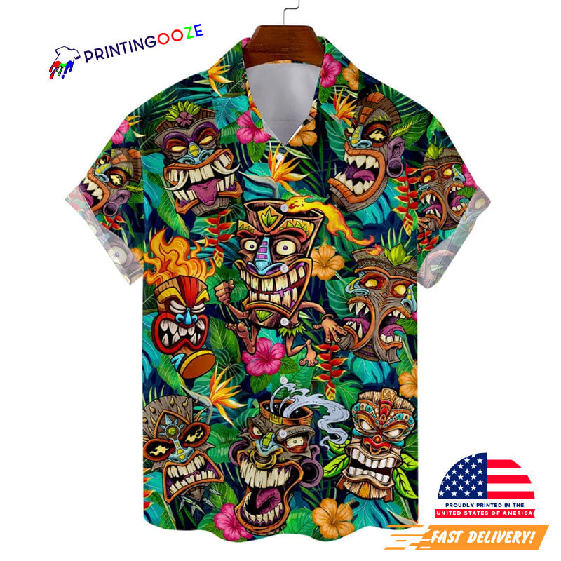 Tropical Tiki Head Hawaiian - Adult & Kids T-Shirts, Sweatshirts & Hoodies apparel design preview 1