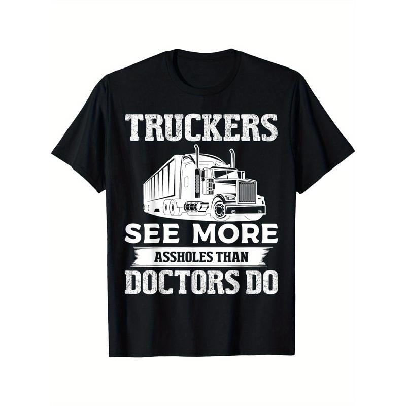 Truckers See More Funny Truck Driver Trucking Dads - Adult & Kids T-Shirts, Sweatshirts & Hoodies apparel design preview 1