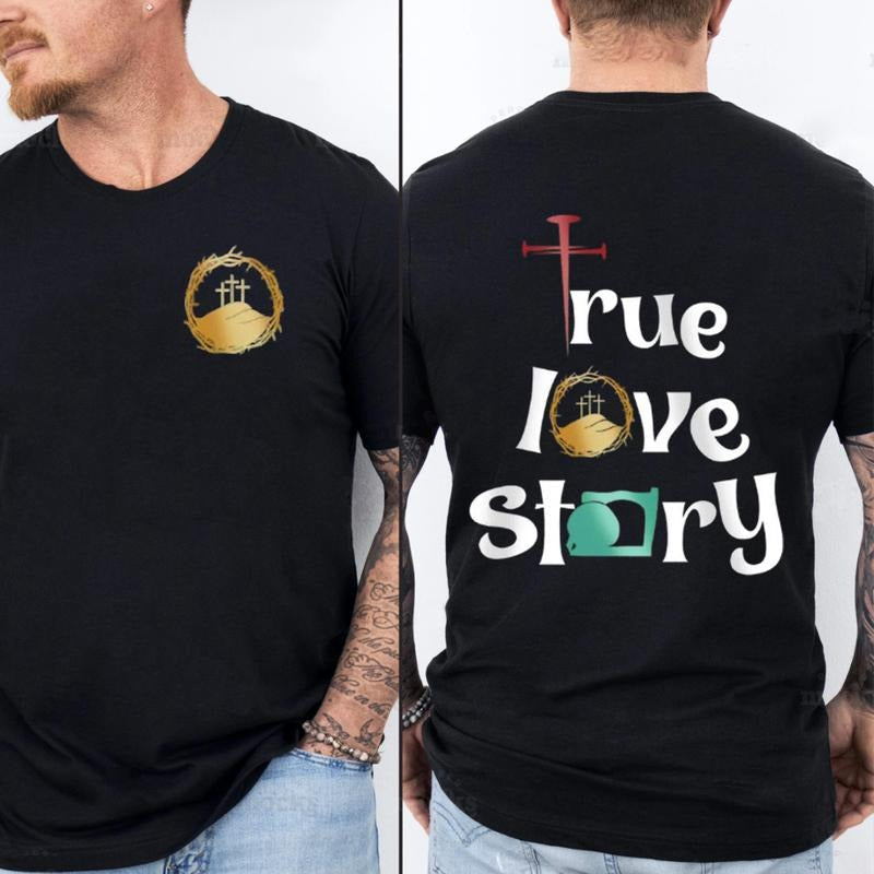 True Love Story Christian Cotton Casual Street Crew - Adult & Kids T-Shirts, Sweatshirts & Hoodies apparel design preview 1
