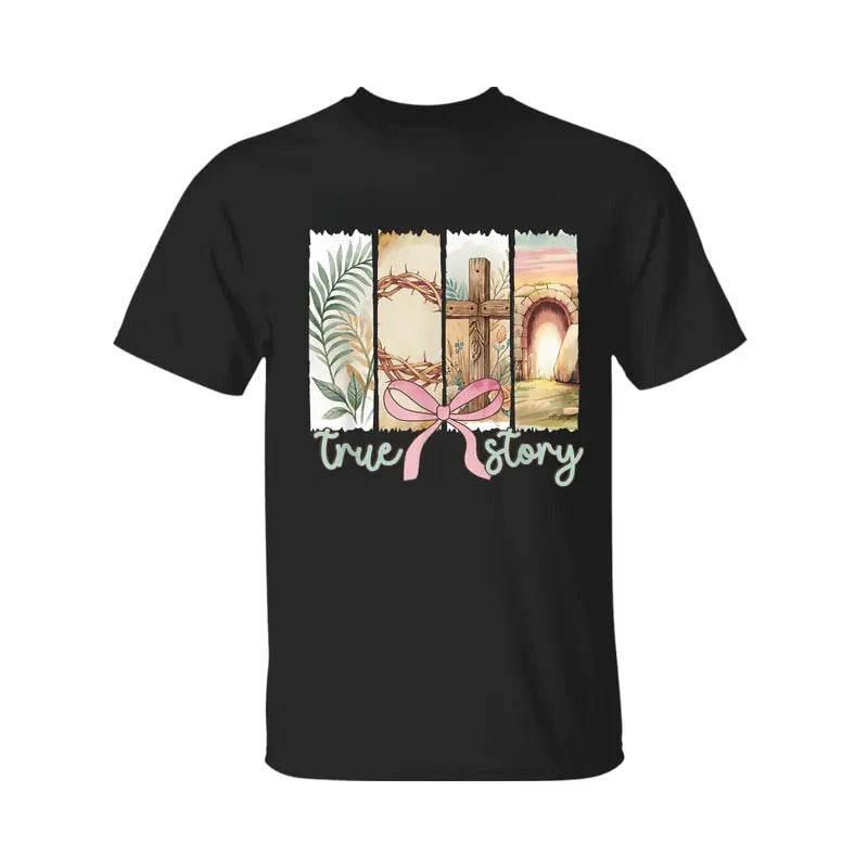 True Story He Is Risen Retro Christian Easter - Adult & Kids T-Shirts, Sweatshirts & Hoodies apparel design preview 1