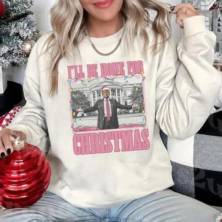 Trum I'Ll Be Home Xmas Cotton - Adult & Kids T-Shirts, Sweatshirts & Hoodies apparel design preview 1