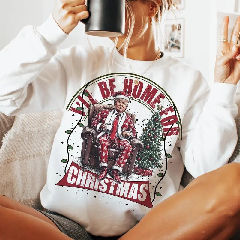 Trummp I'Ll Be Home Humorous Clipart Illustration - Adult & Kids T-Shirts, Sweatshirts & Hoodies apparel design preview 1