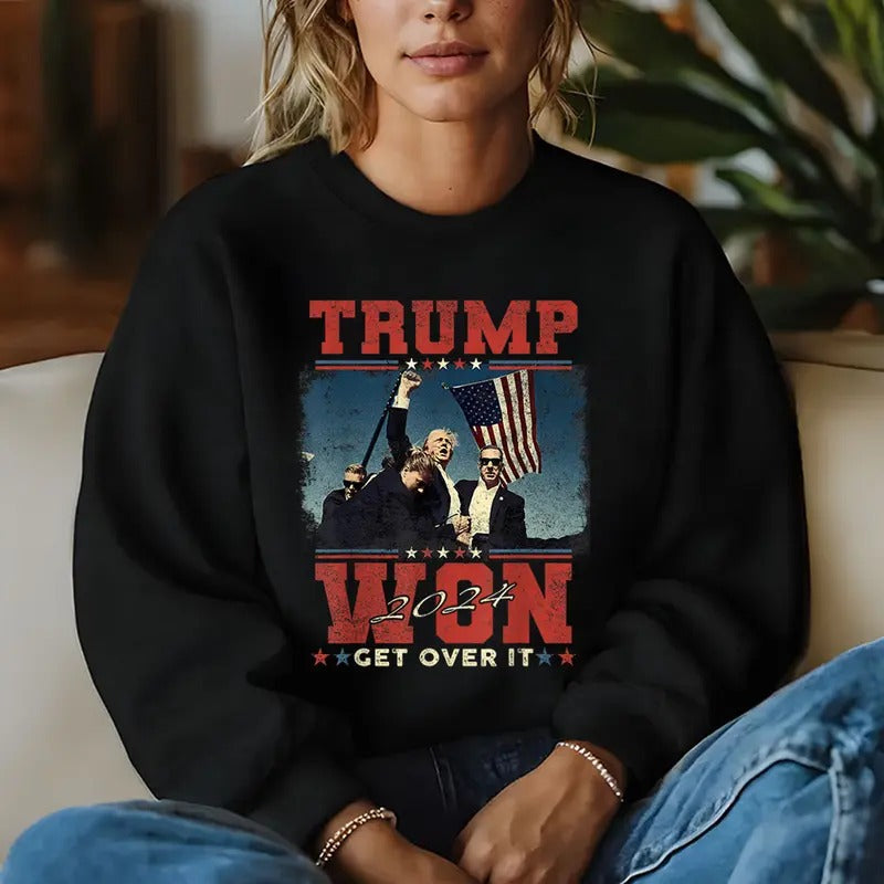Trummp Won 2024 Get Over Election Republican 47th - Adult & Kids T-Shirts, Sweatshirts & Hoodies apparel design preview 1