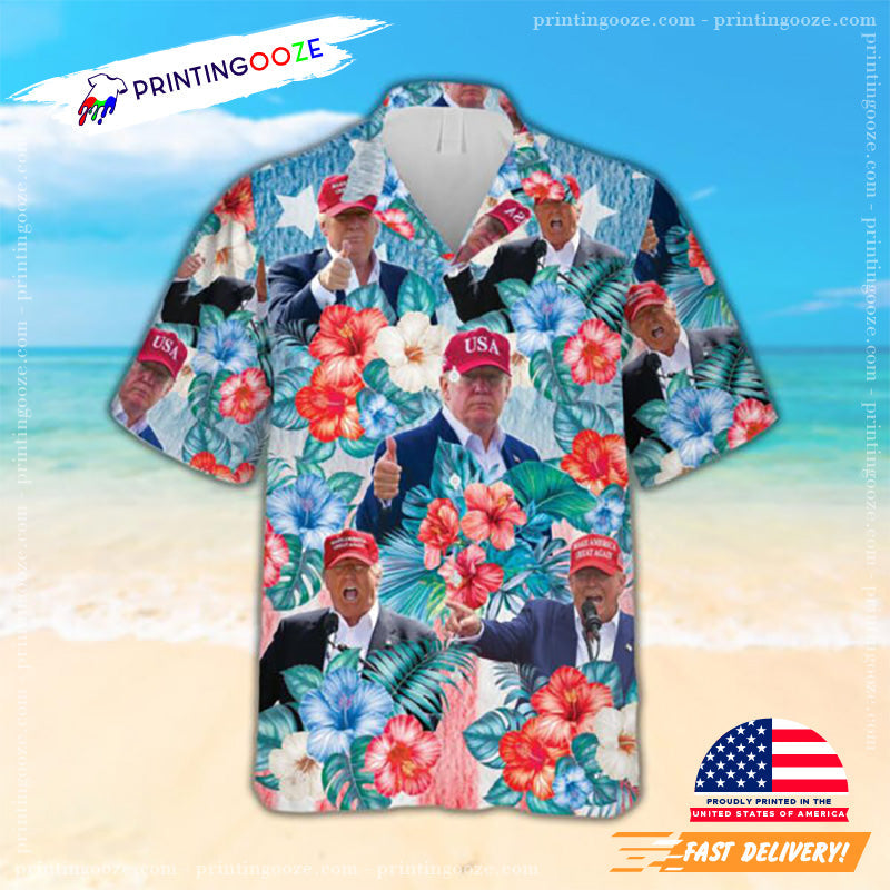 Trump 2024 Hibiscus Flowers Hawaiian - Adult & Kids T-Shirts, Sweatshirts & Hoodies apparel design preview 1