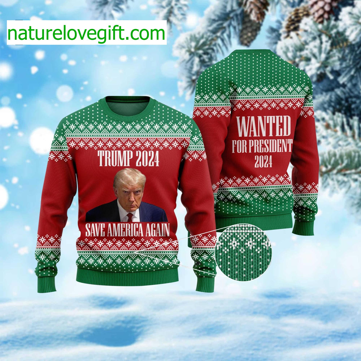 Trump Save America Again Ugly Christmas Sweater - Holiday Gift product image