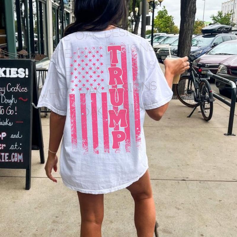 Trump 2024 Pink American Flag 45 47 MAGA Election - Adult & Kids T-Shirts, Sweatshirts & Hoodies apparel design preview 1