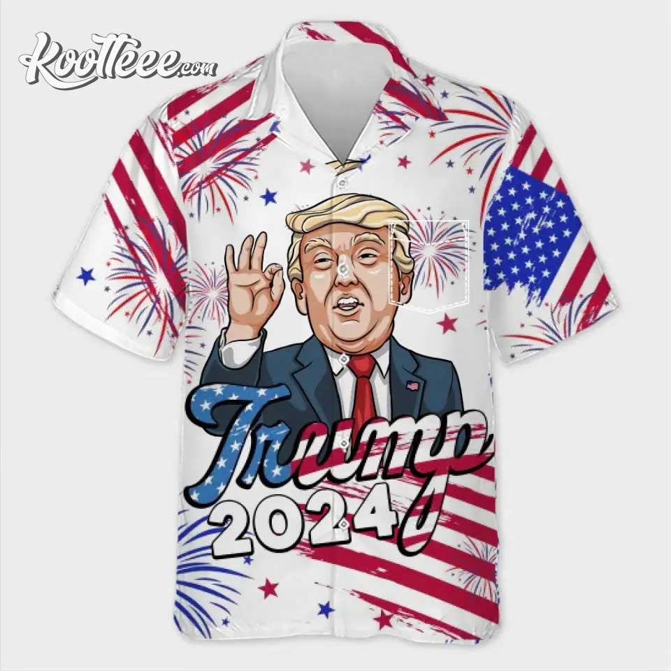 Trump 2024 US Patriotic Hawaiian - Adult & Kids T-Shirts, Sweatshirts & Hoodies apparel design preview 1