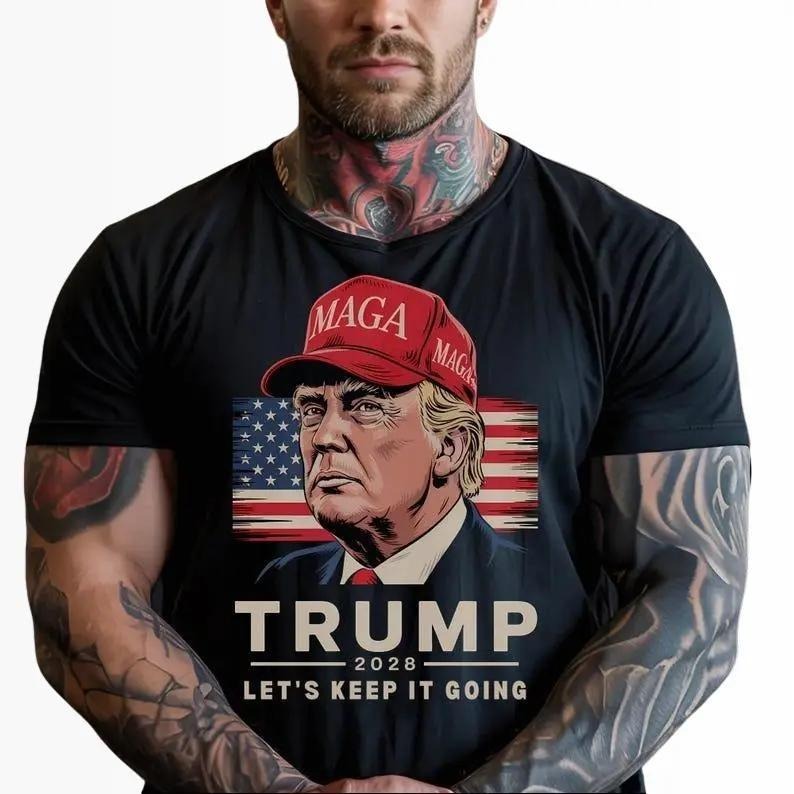 Trump 2028 "Let'S Keep Going" Bold Patriotic - Adult & Kids T-Shirts, Sweatshirts & Hoodies apparel design preview 1