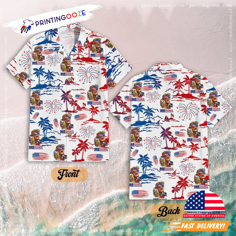 Trump Beer 4th Of July Hawaiian - Adult & Kids T-Shirts, Sweatshirts & Hoodies apparel design preview 1