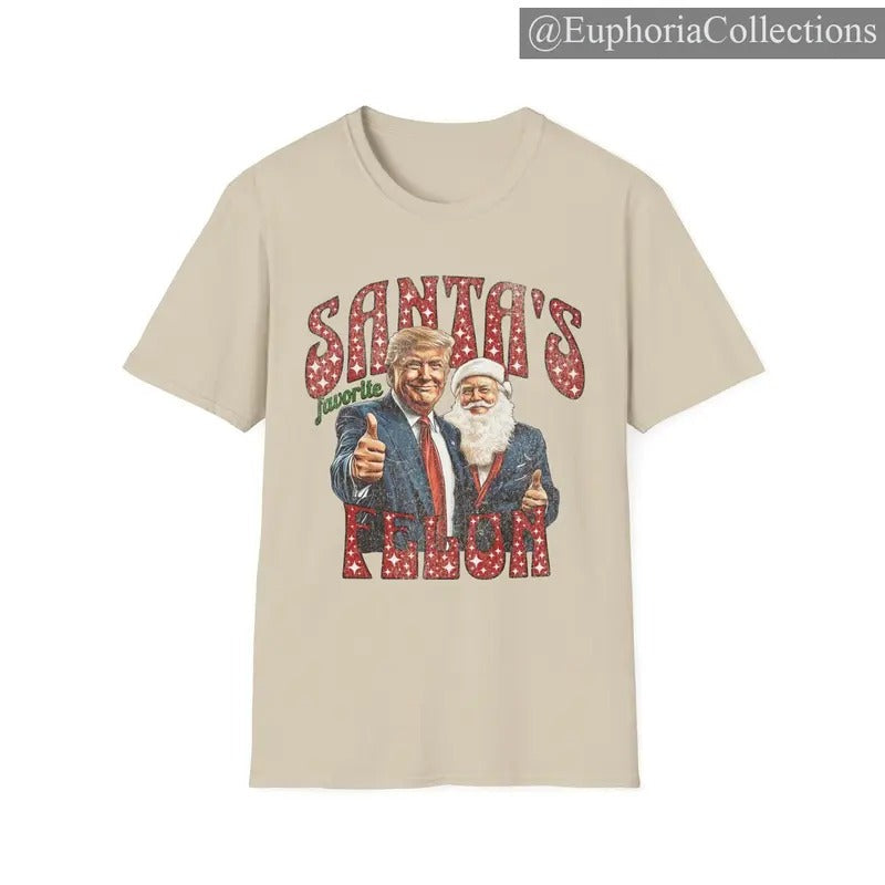 #Trump Santa'S Favorite Felon Vintage Scratch - Adult & Kids T-Shirts, Sweatshirts & Hoodies apparel design preview 1