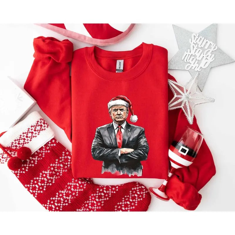 Trump Republican Funny Santa Humorous Political Xmas - Adult & Kids T-Shirts, Sweatshirts & Hoodies apparel design preview 1