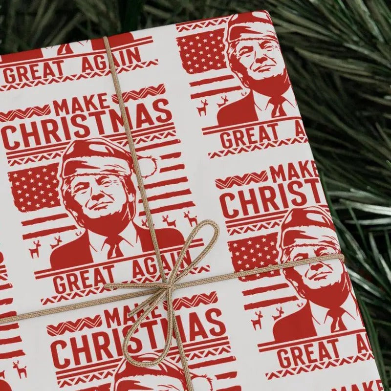 Trump Wrapping Paper Make Great Again Funny MAGA Wrap - Adult & Kids T-Shirts, Sweatshirts & Hoodies apparel design preview 1