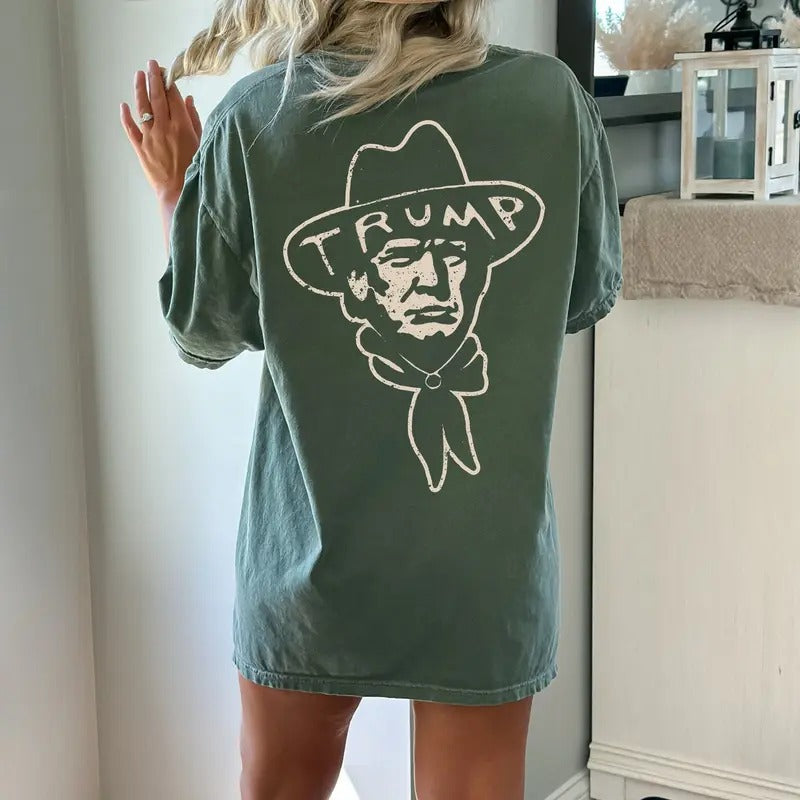 Trump Cowboy Western Donald MAGA Election 2024 - Adult & Kids T-Shirts, Sweatshirts & Hoodies apparel design preview 1