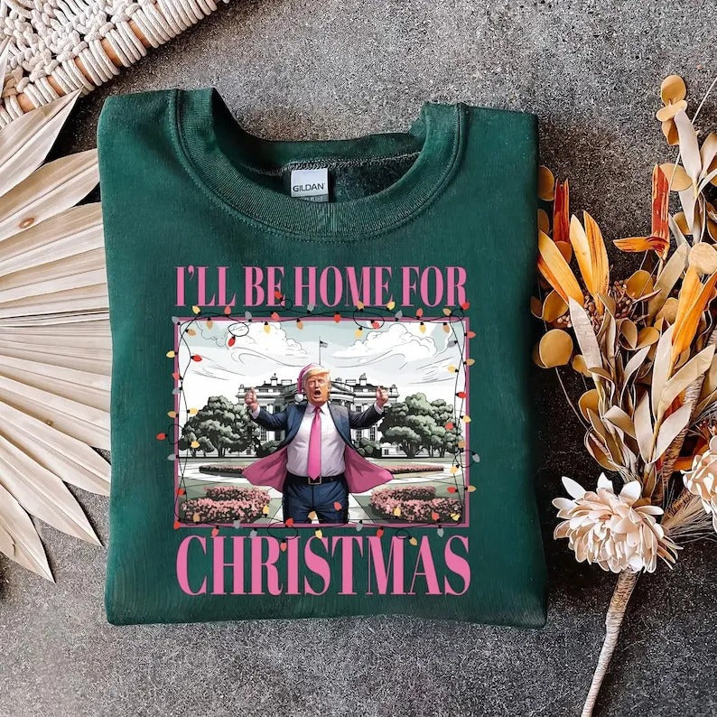 Trump I'Ll Be Home Humorous Santa Donald - Adult & Kids T-Shirts, Sweatshirts & Hoodies apparel design preview 1