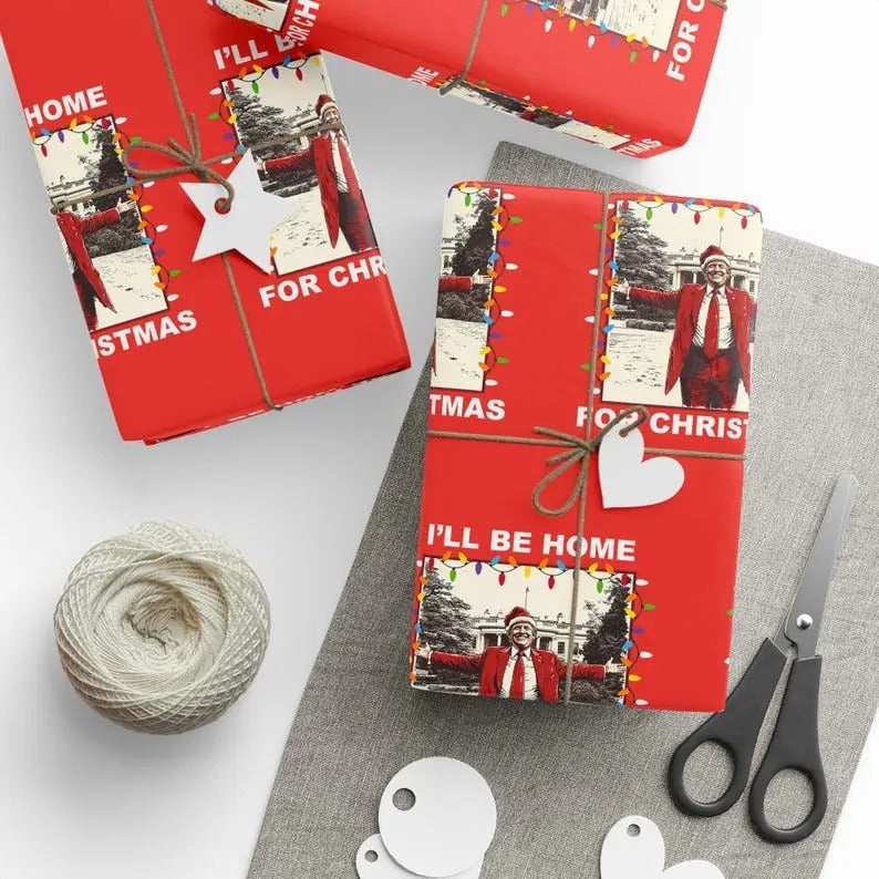 Trump I'Ll Be Home Wrapping Paper Donald Republican - Adult & Kids T-Shirts, Sweatshirts & Hoodies apparel design preview 1
