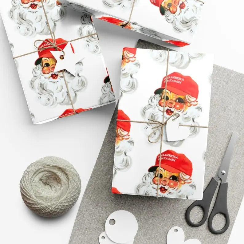 Trump MAGA Santa Specialty Wrapping Paper High Def - Adult & Kids T-Shirts, Sweatshirts & Hoodies apparel design preview 1